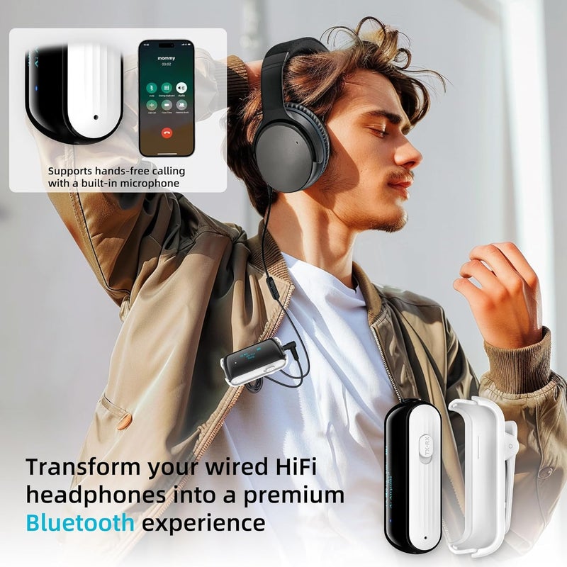 YOCOWOCO Bluetooth Transmitter Receiver for 2 AirPods/Headphones, Flight Bluetooth 5.2 Adapter for Airplane, TV, and Gym with a 3.5mm Audio Jack, Wireless BT Receiver with Mic for Car/Home Stereo - Image 4